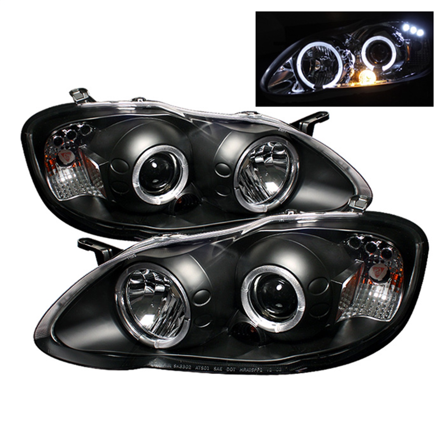 Spyder 5011787 - Toyota Corolla 03-08 Projector Headlights LED Halo- LED Blk - Low H1 PRO-YD-TC03-HL-BK