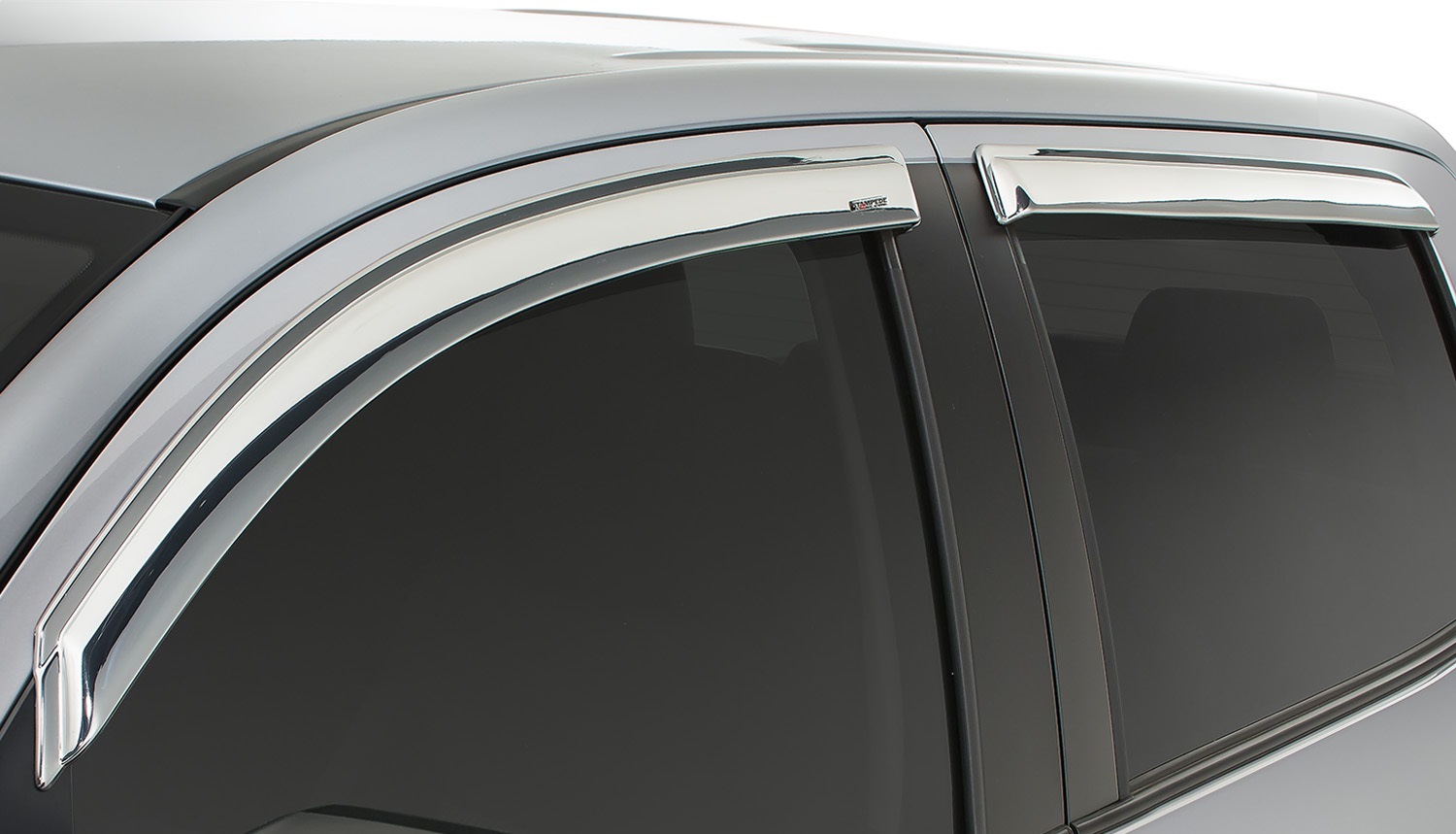 Stampede 6349-8 - 2007-2019 Toyota Tundra Extended Crew Cab Pickup Tape-Onz Sidewind Deflector 4pc - Chrome Stampede 6349-8 - 2007-2019 Toyota Tundra Extended Crew Cab Pickup Tape-Onz Sidewind Deflector 4pc - Chrome
