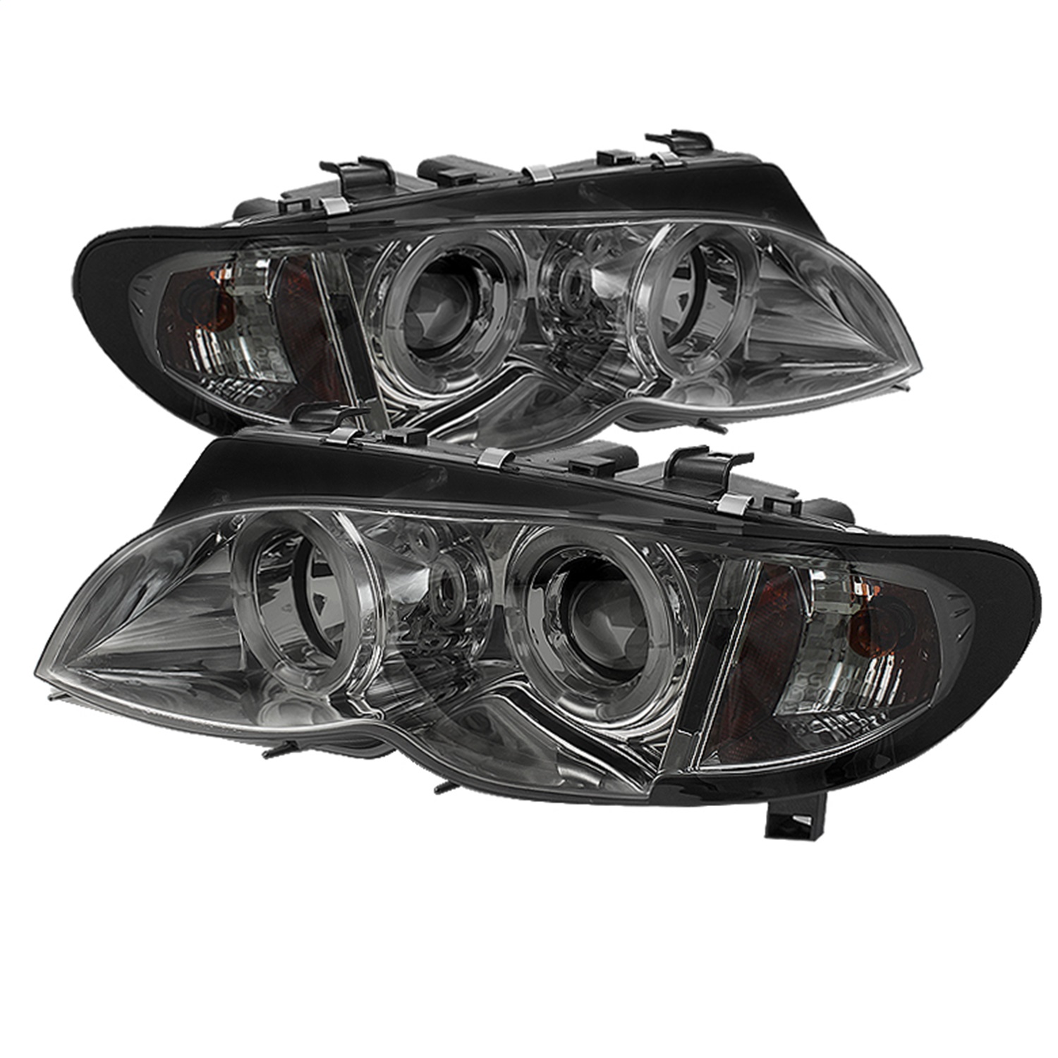 Spyder 5042422 - BMW E46 3-Series 02-05 4DR Projector Headlights 1PC LED Halo Smke PRO-YD-BMWE4602-4D-AM-SM