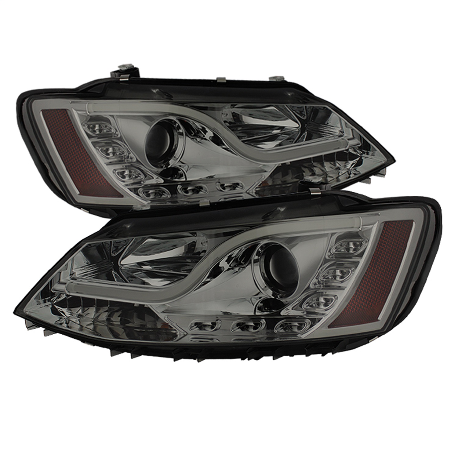 Spyder 5073655 - Volkswagen Jetta 11-14 Projector Headlights Halogen Light Tube DRL Smke PRO-YD-VJ11-LTDRL-SM