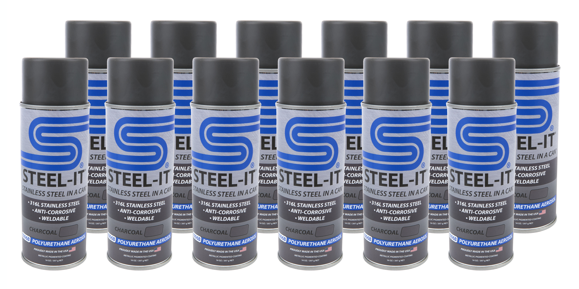 Steel-It CASE1006B - Charcoal Polyurethane Case 12 x 14Oz. Can