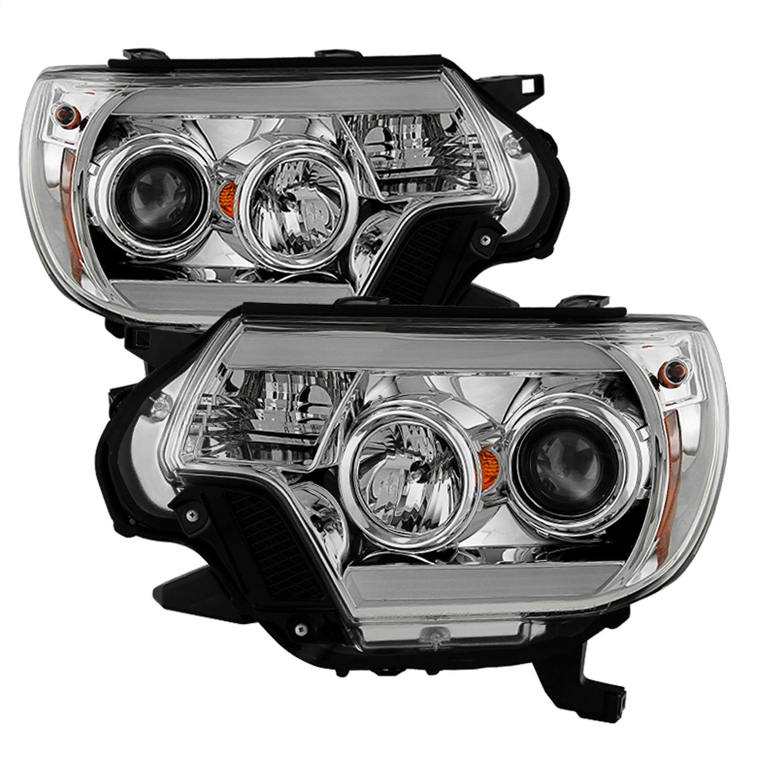 Spyder 5081704 - Toyota Tacoma 12-16 Projector Headlights Light Bar DRL Chrome PRO-YD-TT12-LBDRL-C