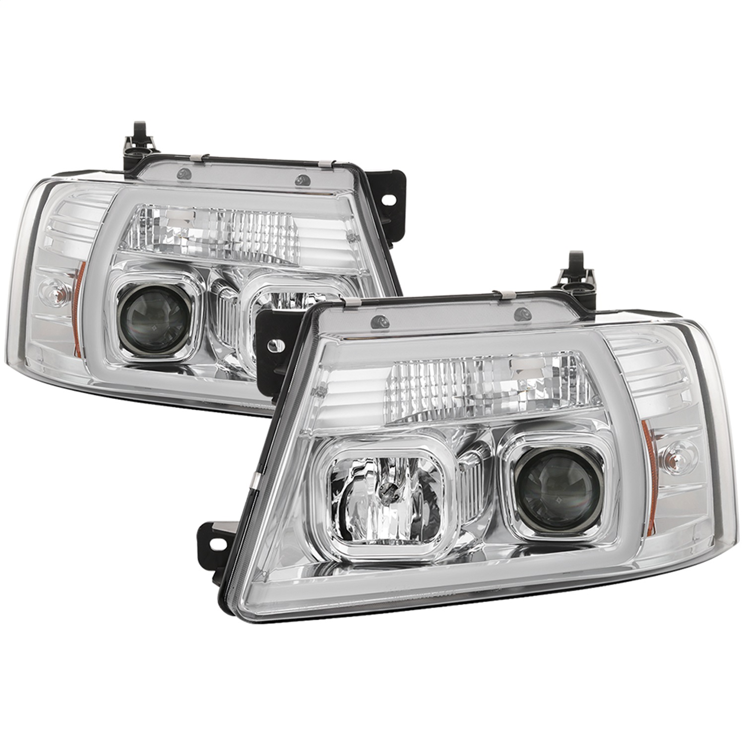 Spyder 5084637 - 04-08 Ford F-150 Light Bar Projector Headlights - Chrome (PRO-YD-FF15004V2-LB-C)