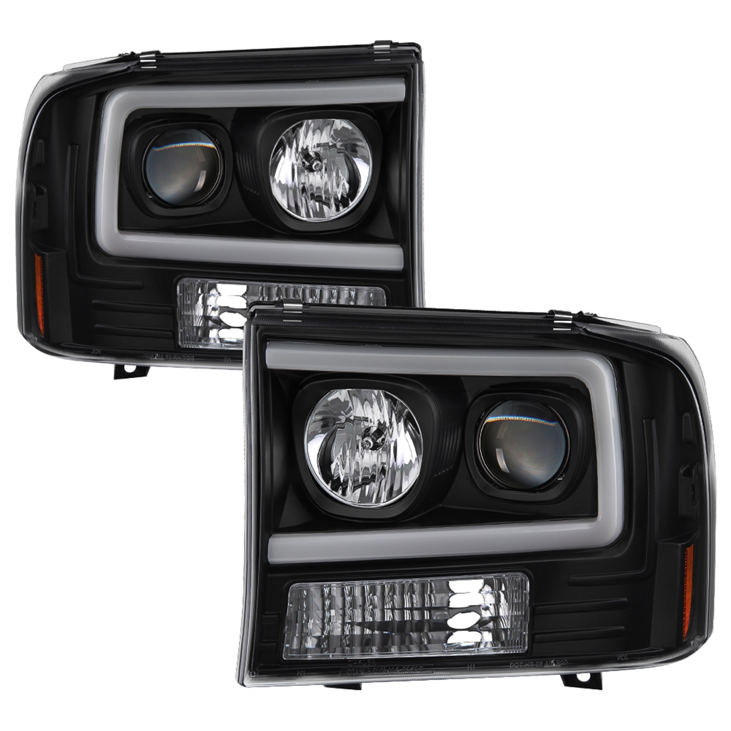 Spyder 5084491 - 99-04 Ford F250 Super Duty Projector Headlights - Light Bar - Black PRO-YD-FF25099V2-LB-BK