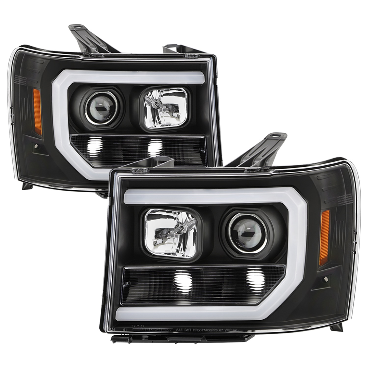 Spyder 5086037 - 07-13 GMC Sierra 1500-3500 Ver 2 Proj Headlights - DRL LED - All Blk PRO-YD-GS07V2-LBDRL-BKV2
