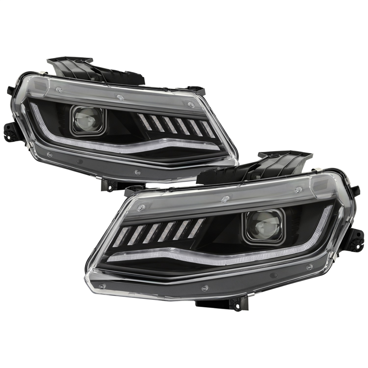 Spyder 5087331 - Chevy Camaro 16-18 Halogen Model Projector Headlights Black PRO-YD-CCAM16HALSI-SEQ-BK