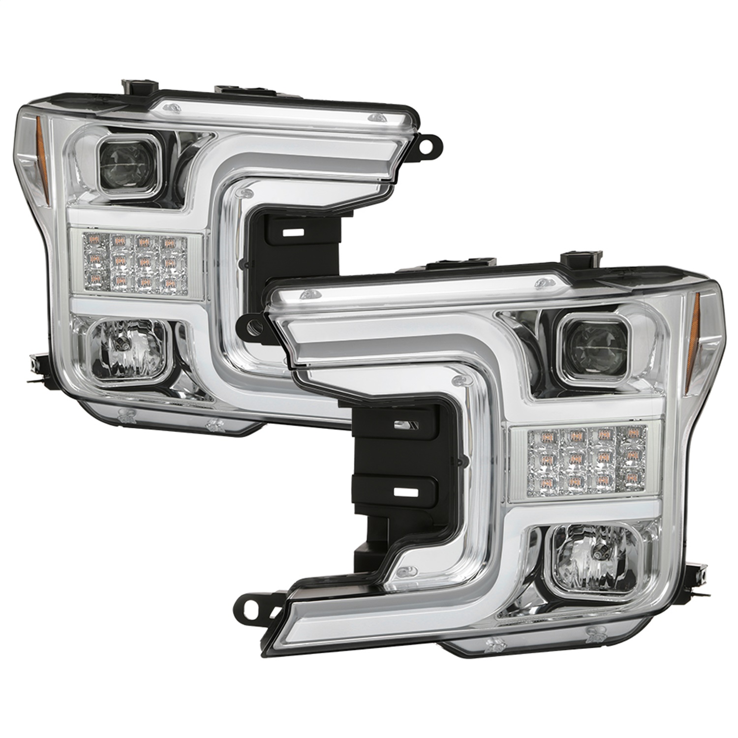 Spyder 5086631 - Signature Ford F150 18-19 (Halogen Model) Proj. Headlights - Chrome (PRO-YD-FF15018-LBSEQ-C)