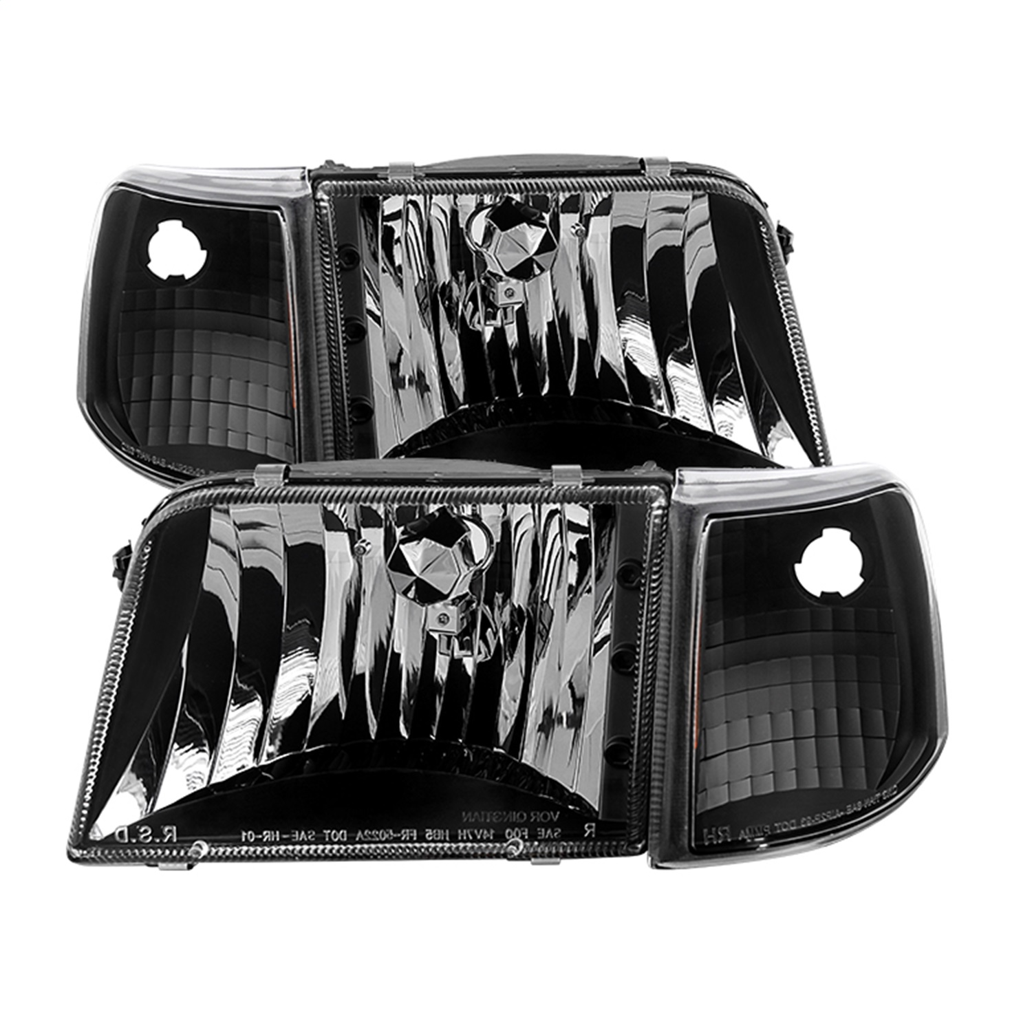 Spyder 9029363 - Xtune Ford Ranger 93-97 Crystal Headlights w/ Corner Lights 4pcs Sets Black HD-JH-FR93-SET-BK
