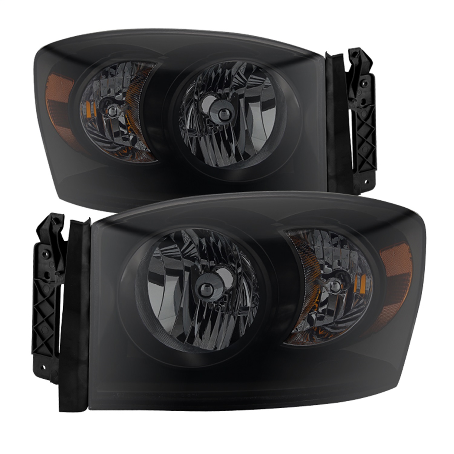 Spyder 9030369 - Xtune Dodge Ram 1500 06-08 Amber Crystal Headlights Black Smoked HD-JH-DR06-AM-BSM