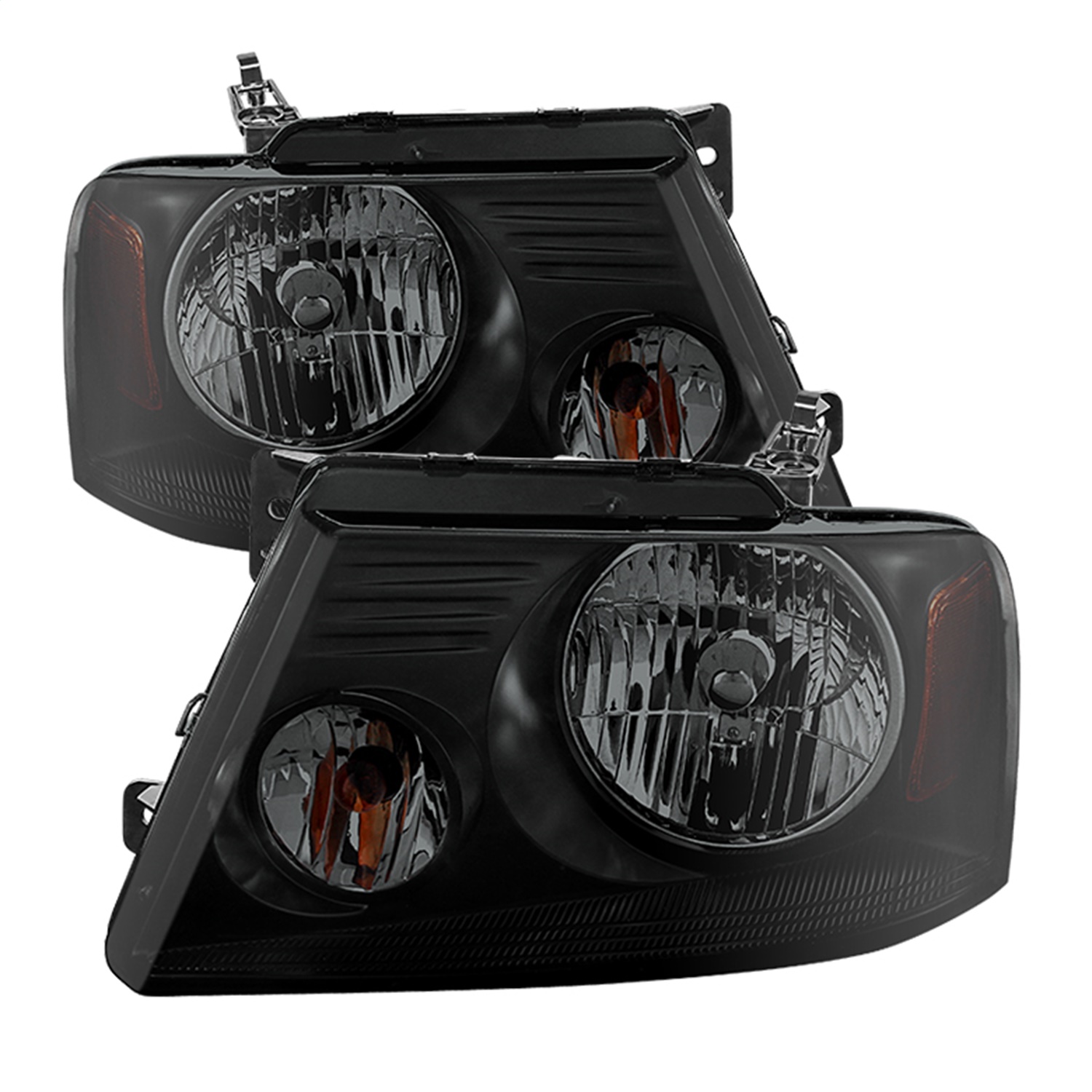 Spyder 9030338 - Xtune Ford F150 04-08 Amber Crystal Headlights Black Smoked HD-JH-FF15004-AM-BSM