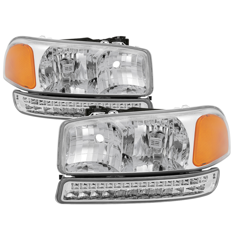 Spyder 9037382 - xTune GMC Sierra 99-06 /Yukon 00-06 Headlights & LED Bumper Lights - Chrome HD-JH-GS99-LED-SET-C