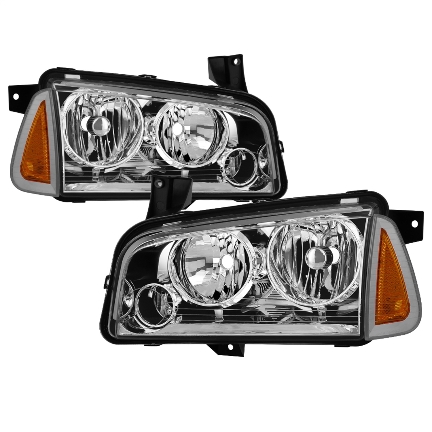 Spyder 9042393 - xTune 05-10 Dodge Charger 4pc OEM Style Halogen Headlights w/Corner - Chrome (HD-JH-DCH05-SET-C)