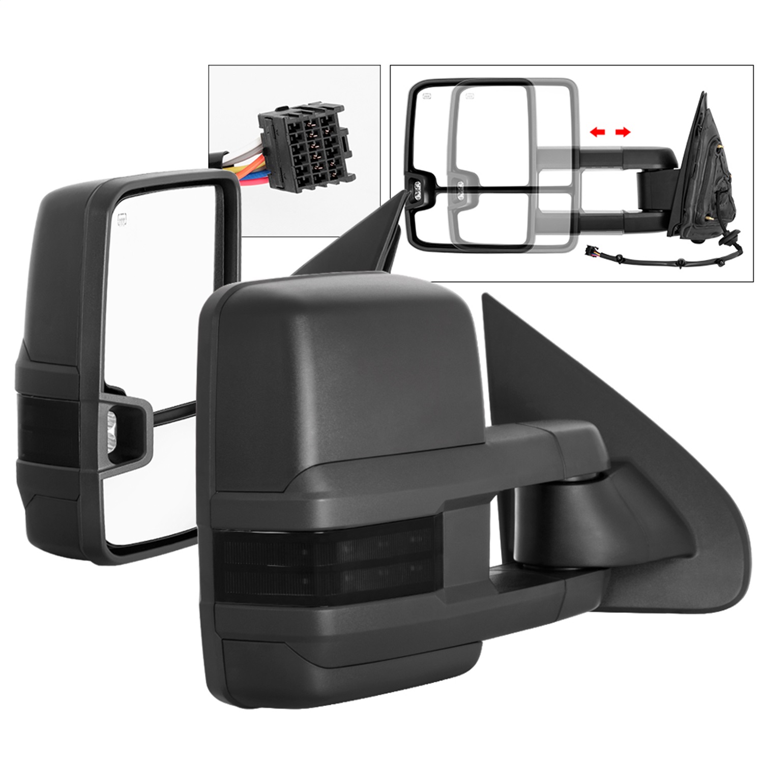 Spyder 9936739 - xTune Chevy Silverado 14-16 Heated Smoke LED Signal Telescoping Mirrors MIR-CSIL14S-G2-PWH-SM-SET