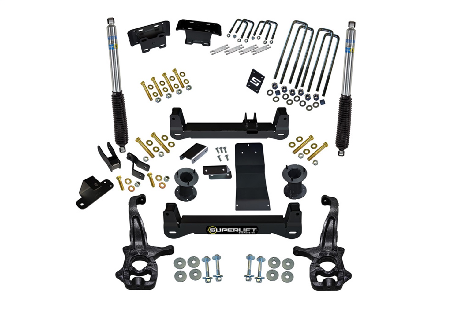 Superlift K182B - 2019 Chevy Silv 1500 4WD 6in Lift Kit w/ Alum/Stamped Steel Control Arms & BIL Rear Shocks