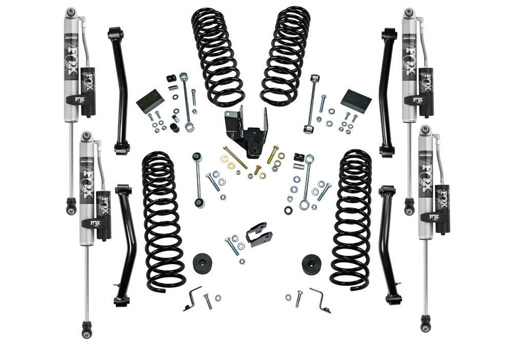 Superlift K184FX - 18-22 Jeep Wrangler JLU (NO Mojave) 4WD 4in Dual Rate Coil Lift Kit w/Fox 2.0 Res Shocks