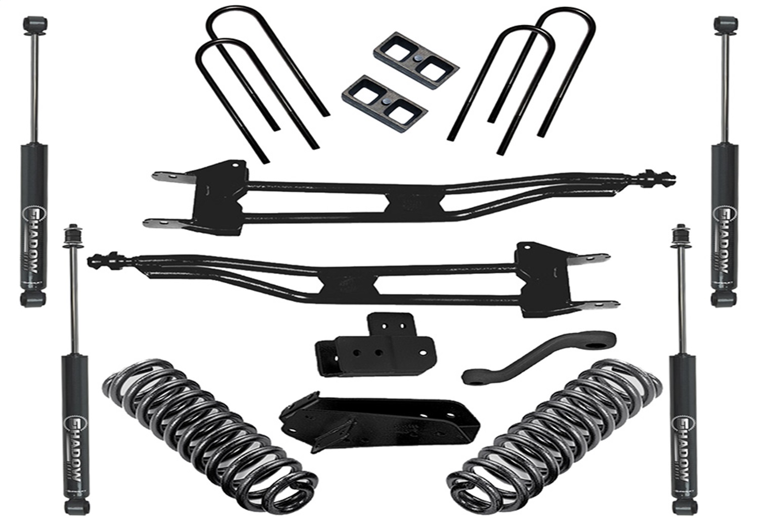 Superlift K385 - 80-96 Ford Bronco 4WD 4in Lift Kit Superunner Radius Arm Kit w/  Shocks
