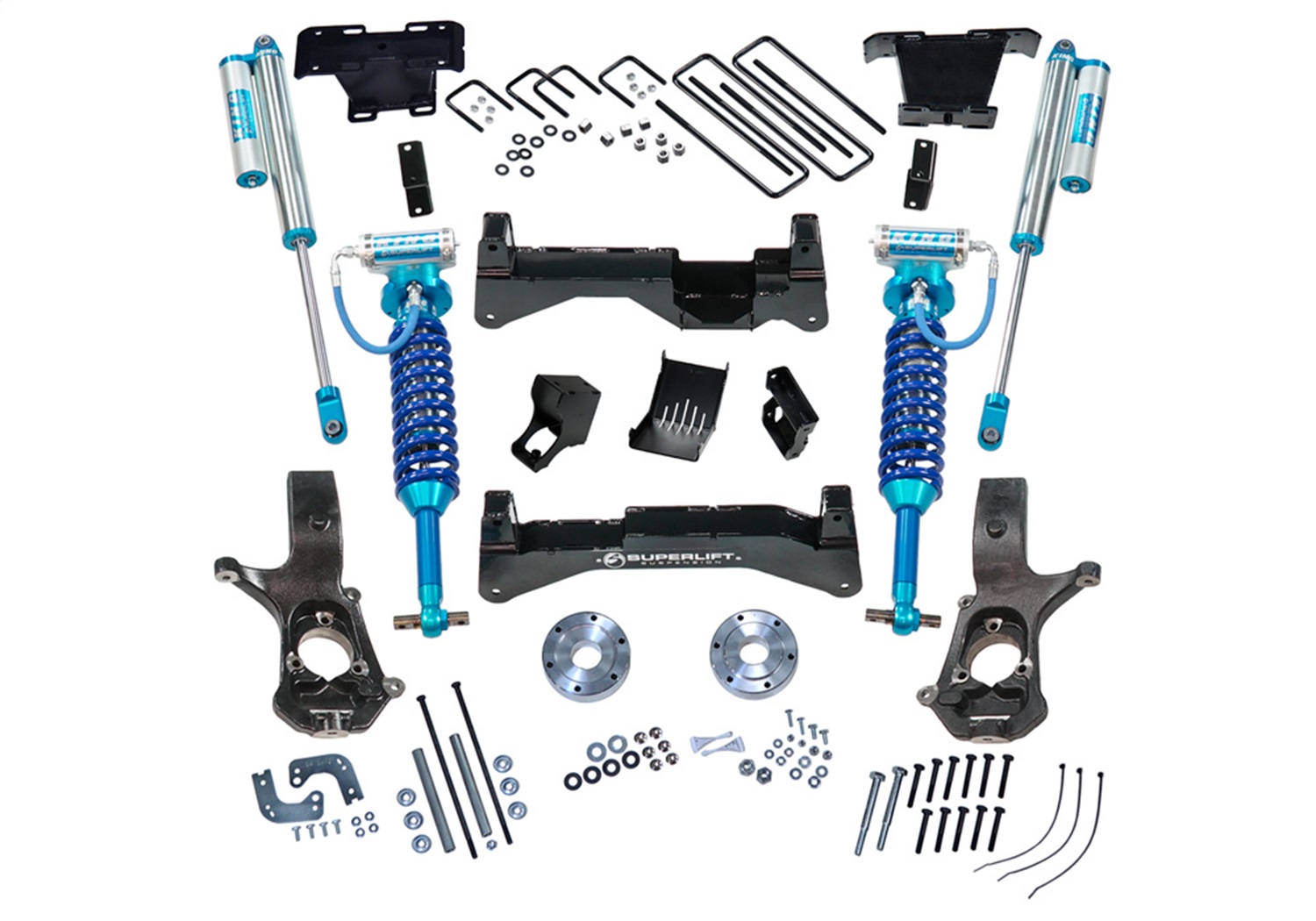 Superlift K919KG - 07-16 Chevy Silv 4WD 8in Lift Kit w/ OE Cast Steel Control Arms & King Coilovers & Shocks