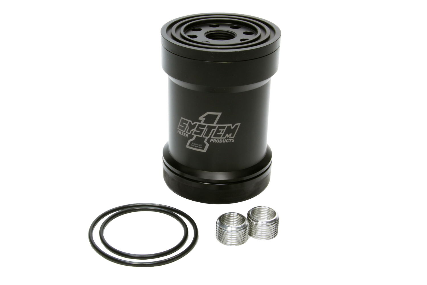 System One 209-561B - Billet Oil Filter w/Blt Cap 45 Micron - Black