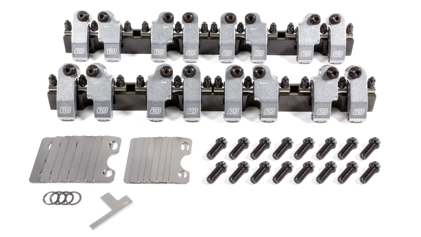 T&D Machine 2126S-165PLUS100/155 - SBC Shaft Rocker Arm Kit w/Dart 13 degree Heads