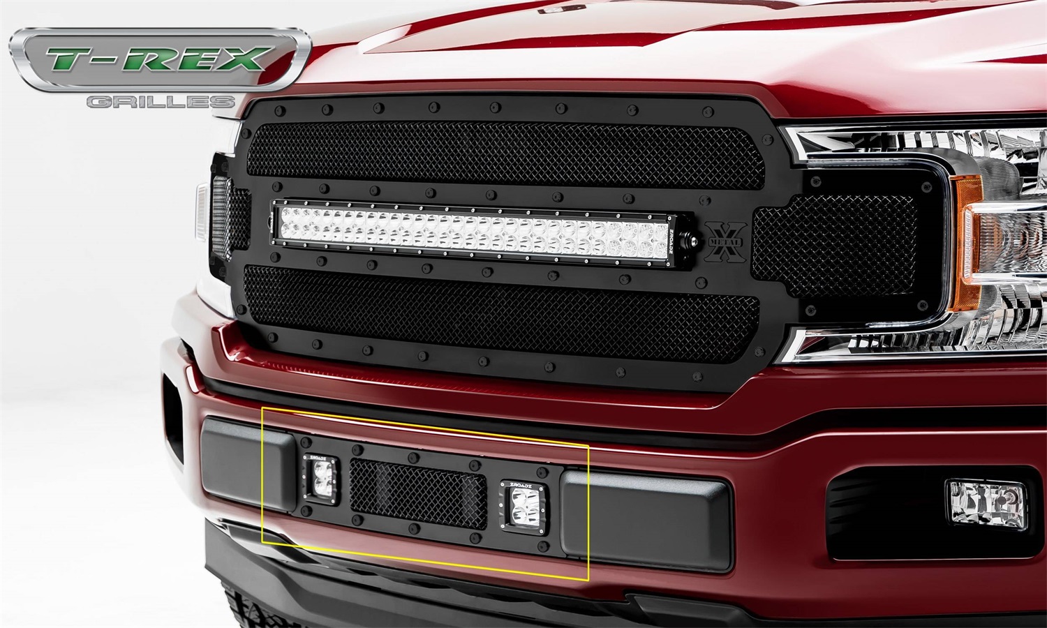 T-Rex 6325791-BR - 1 Pc Small Mesh Mild Steel Stealth Torch Bumper Grille Replacement - Includes Universal Wiring Harness T-Rex 6325791-BR - 1 Pc Small Mesh Mild Steel Stealth Torch Bumper Grille Replacement - Includes Universal Wiring Harness