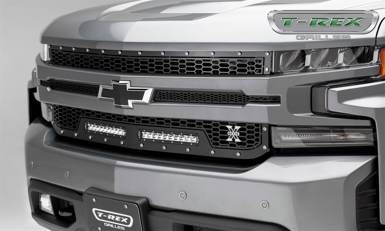 T-Rex 7311261 - 2019-2021 Silverado 1500 Laser Torch Grille, Black, 1 Pc, Replacement, Chrome Studs, Incl. (2) 10 inch LEDs - PN # T-Rex 7311261 - 2019-2021 Silverado 1500 Laser Torch Grille, Black, 1 Pc, Replacement, Chrome Studs, Incl. (2) 10 inch LEDs - PN #