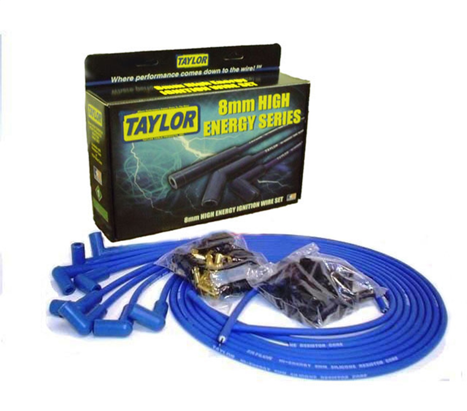 Taylor Cable 60651 - High Energy Universal 8 Cyl 90 Degree Res Blue Wire Set