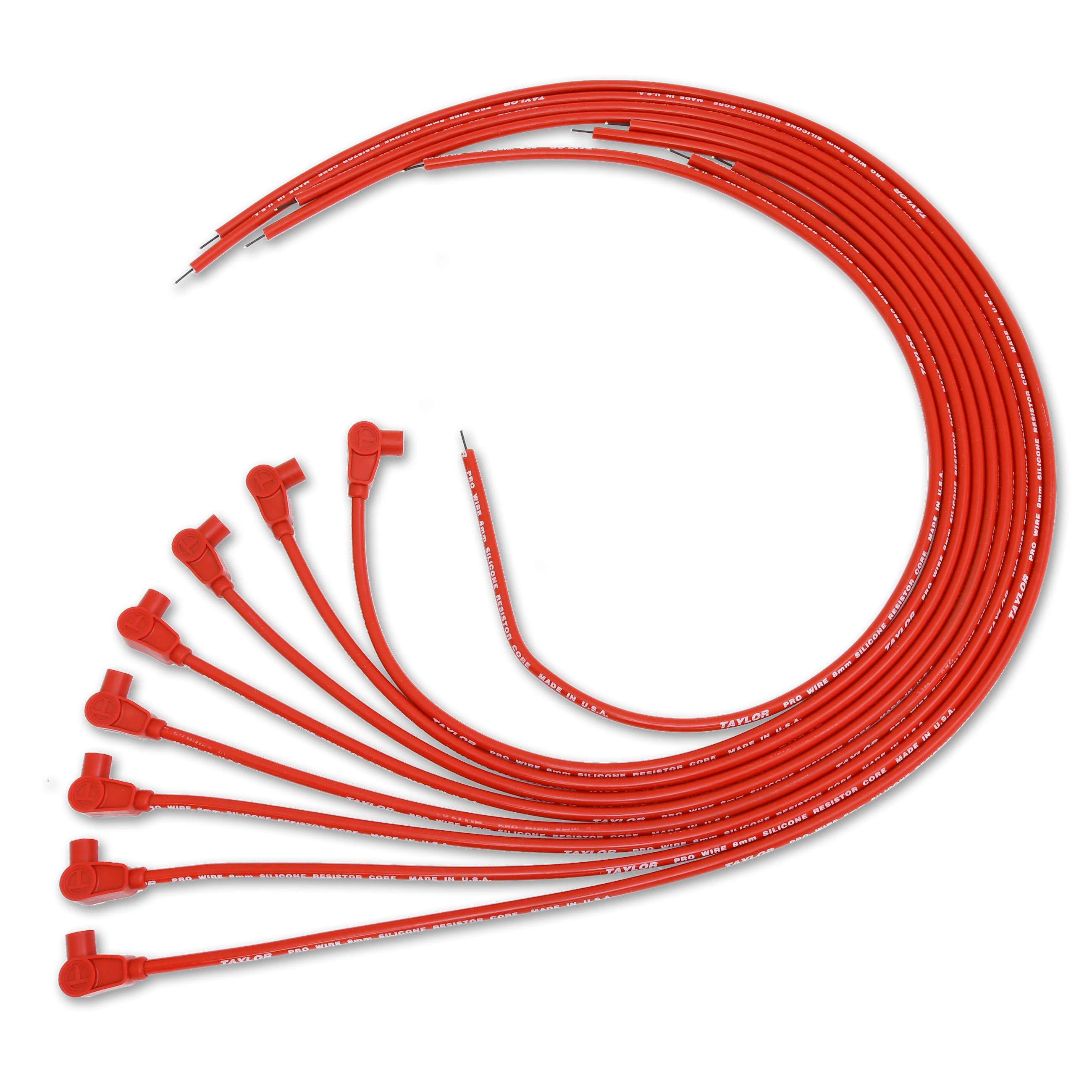 Taylor Cable 70251 - Pro Resistor Core Universal 8 Cyl 90 Degree Red Wire Set