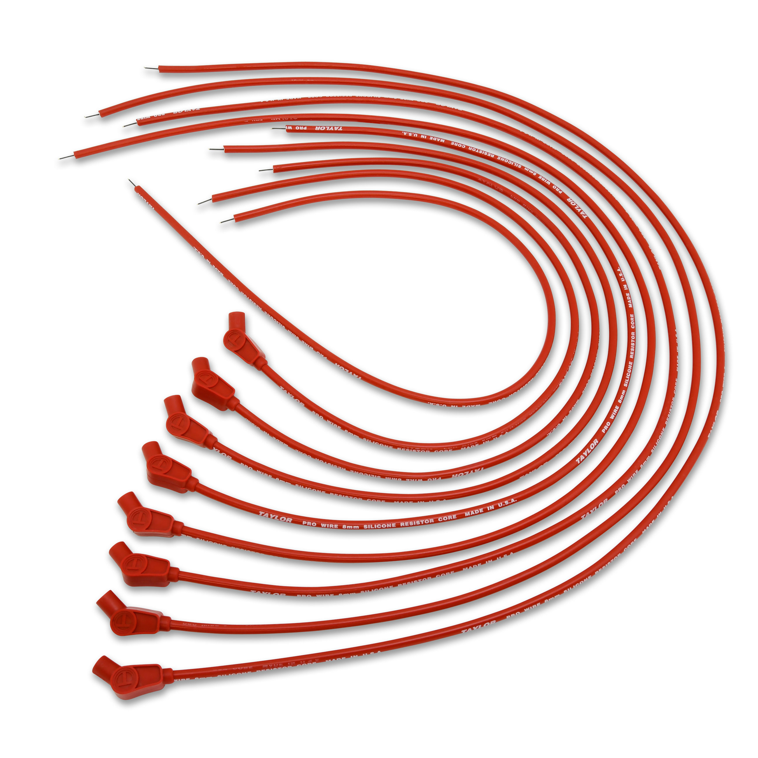 Taylor Cable 70253 - Pro Resistor Core Universal 8 Cyl 135 Degree Red Wire Set