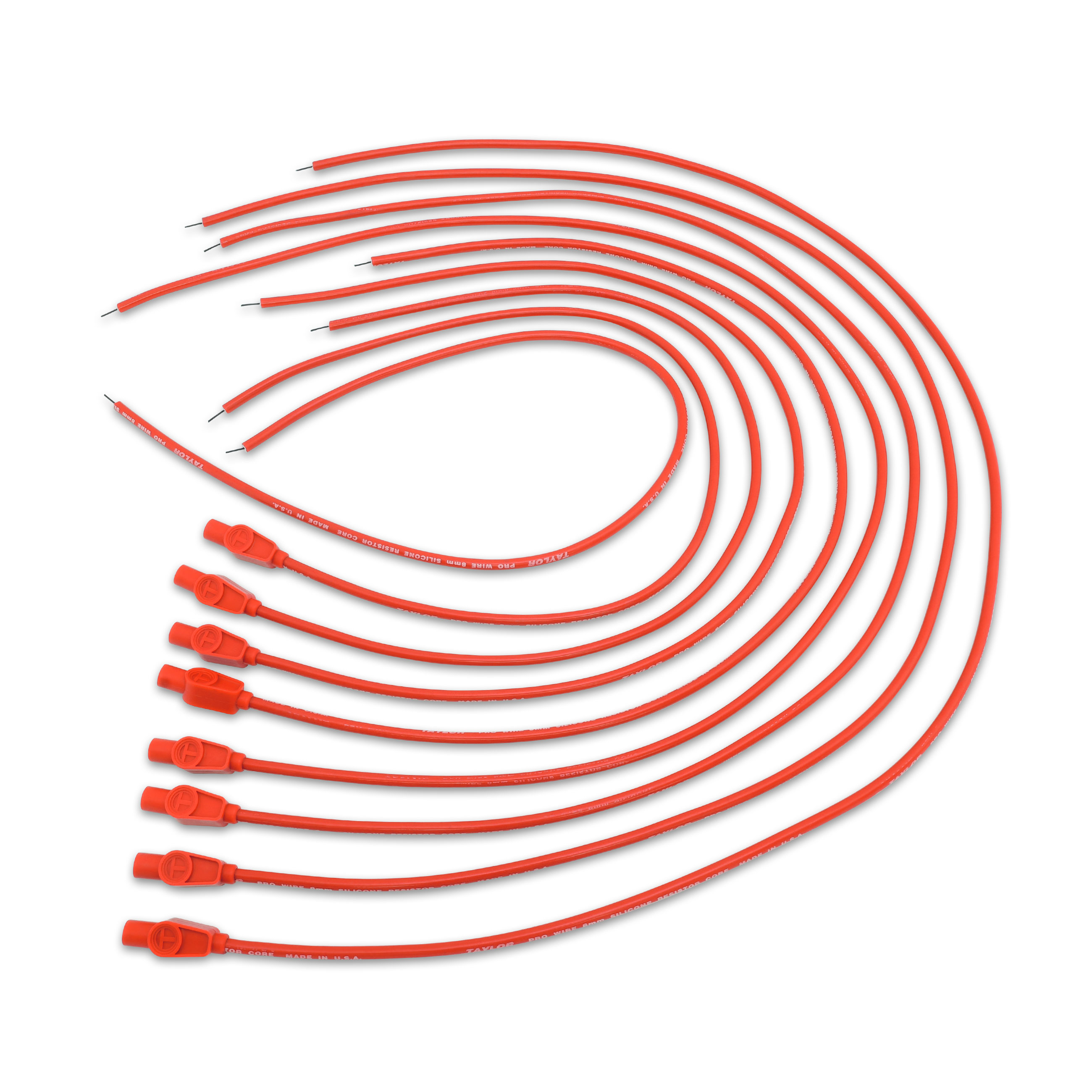 Taylor Cable 70255 - Pro Resistor Core Universal 8 Cyl 180 Degree Red Wire Set