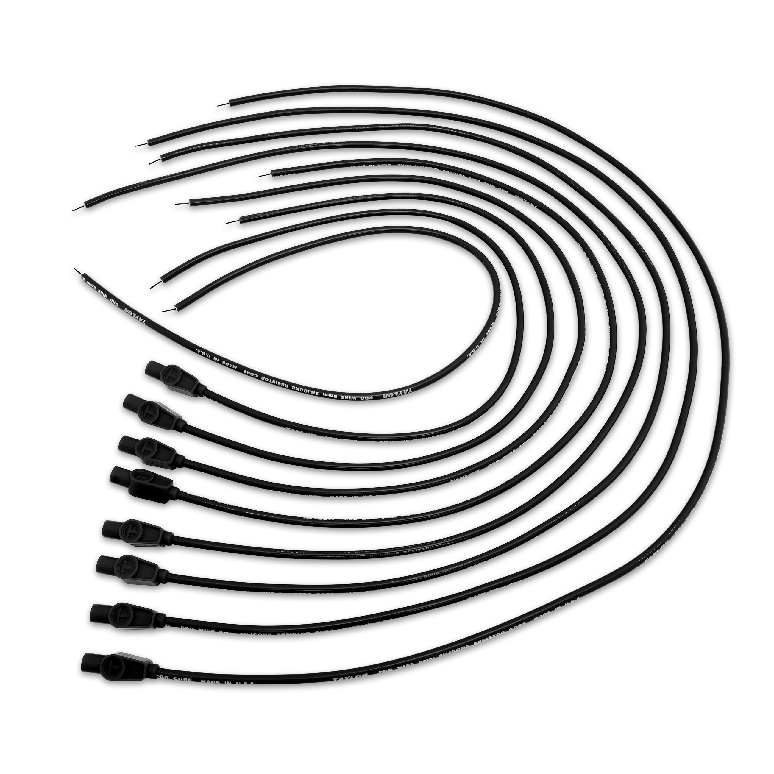 Taylor Cable 70055 - Pro Resistor Core Universal 8 Cyl 180 Degree Black Wire Set Taylor Cable 70055 - Pro Resistor Core Universal 8 Cyl 180 Degree Black Wire Set