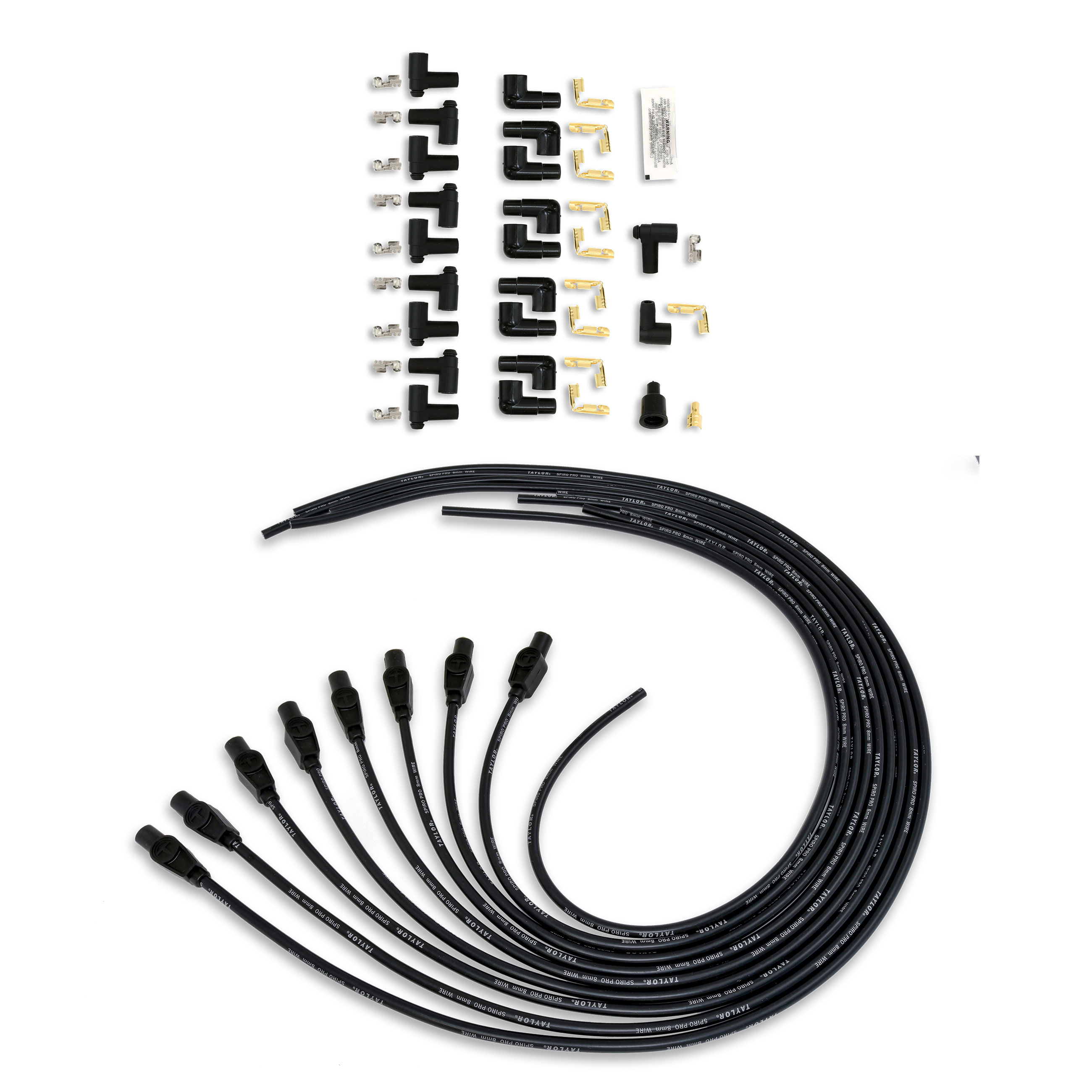 Taylor Cable 73055 - 8mm Spiro Pro Universal 8 Cyl 180 Degree Black Wire Set