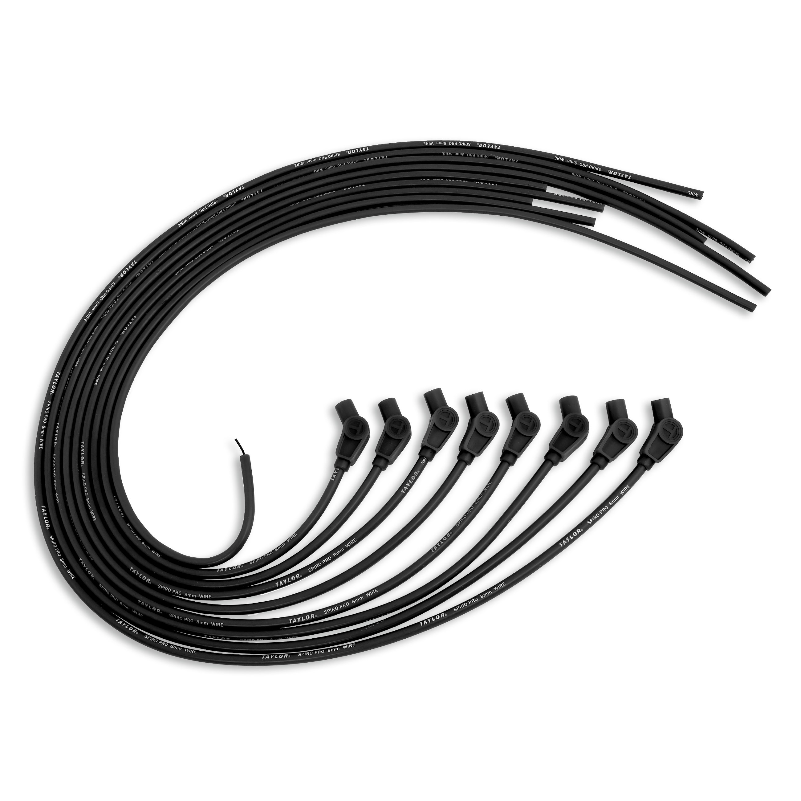 Taylor Cable 73053 - 8mm Spiro Pro Universal 8 Cyl 135 Degree Black Wire Set