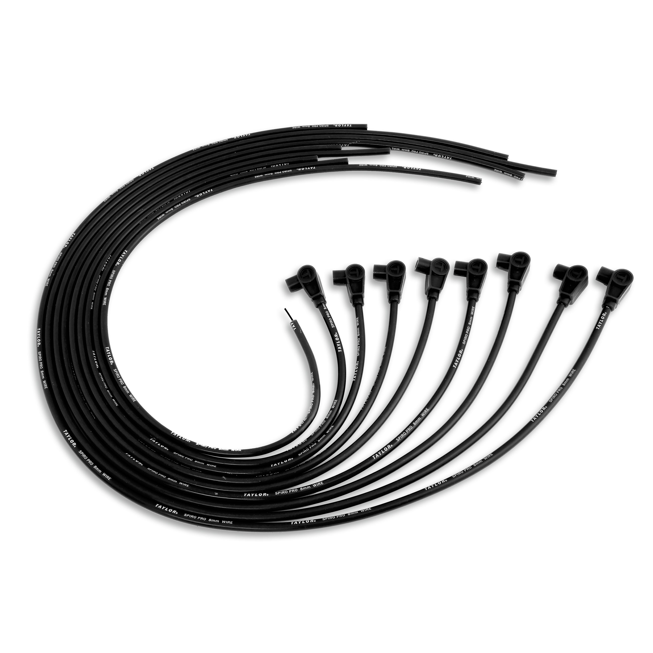 Taylor Cable 73051 - 8mm Spiro Pro Universal 8 Cyl 90 Degree Black Wire Set