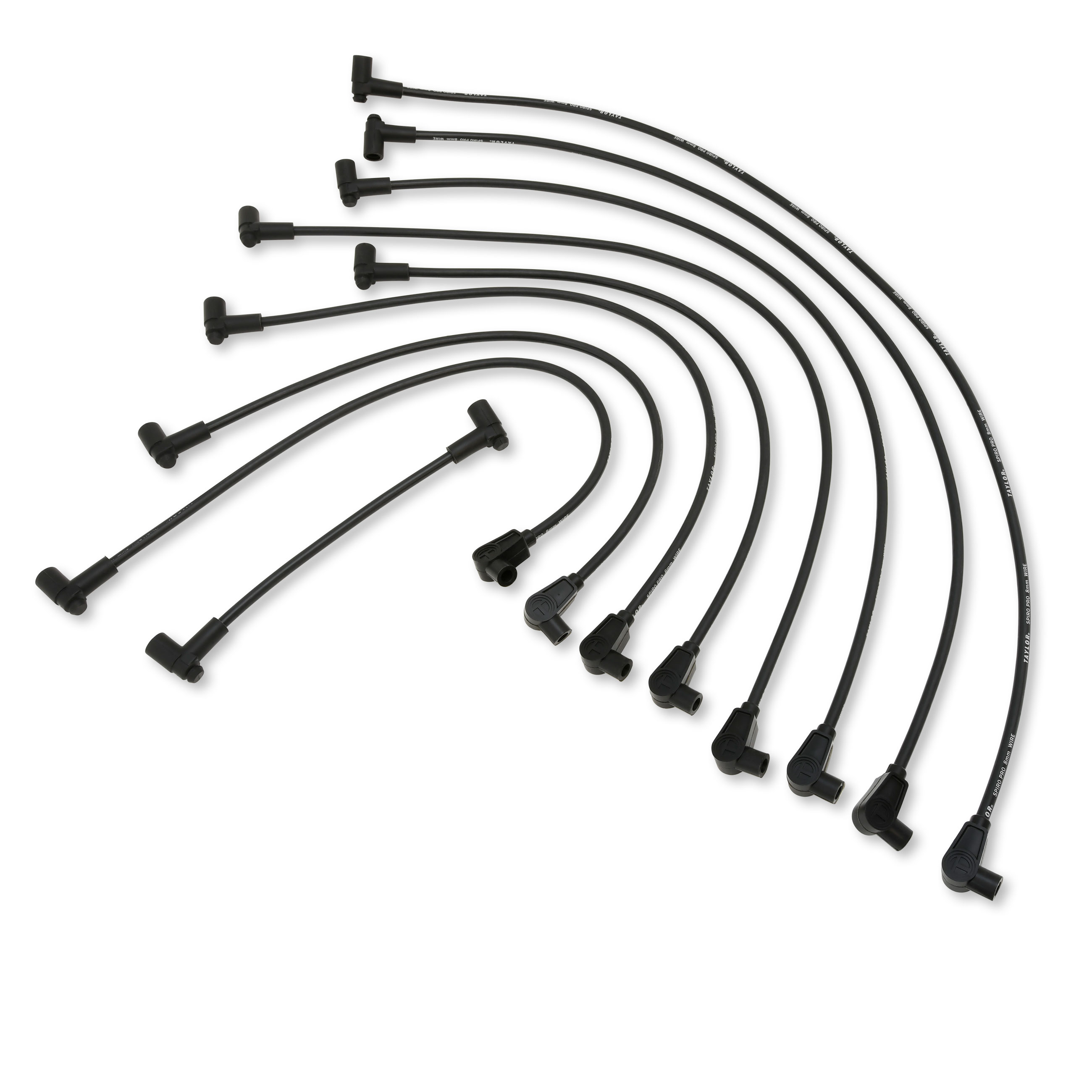 Taylor Cable 74004 - 8mm Spiro Pro Custom 8 Cyl Black Wire Set Taylor Cable 74004 - 8mm Spiro Pro Custom 8 Cyl Black Wire Set