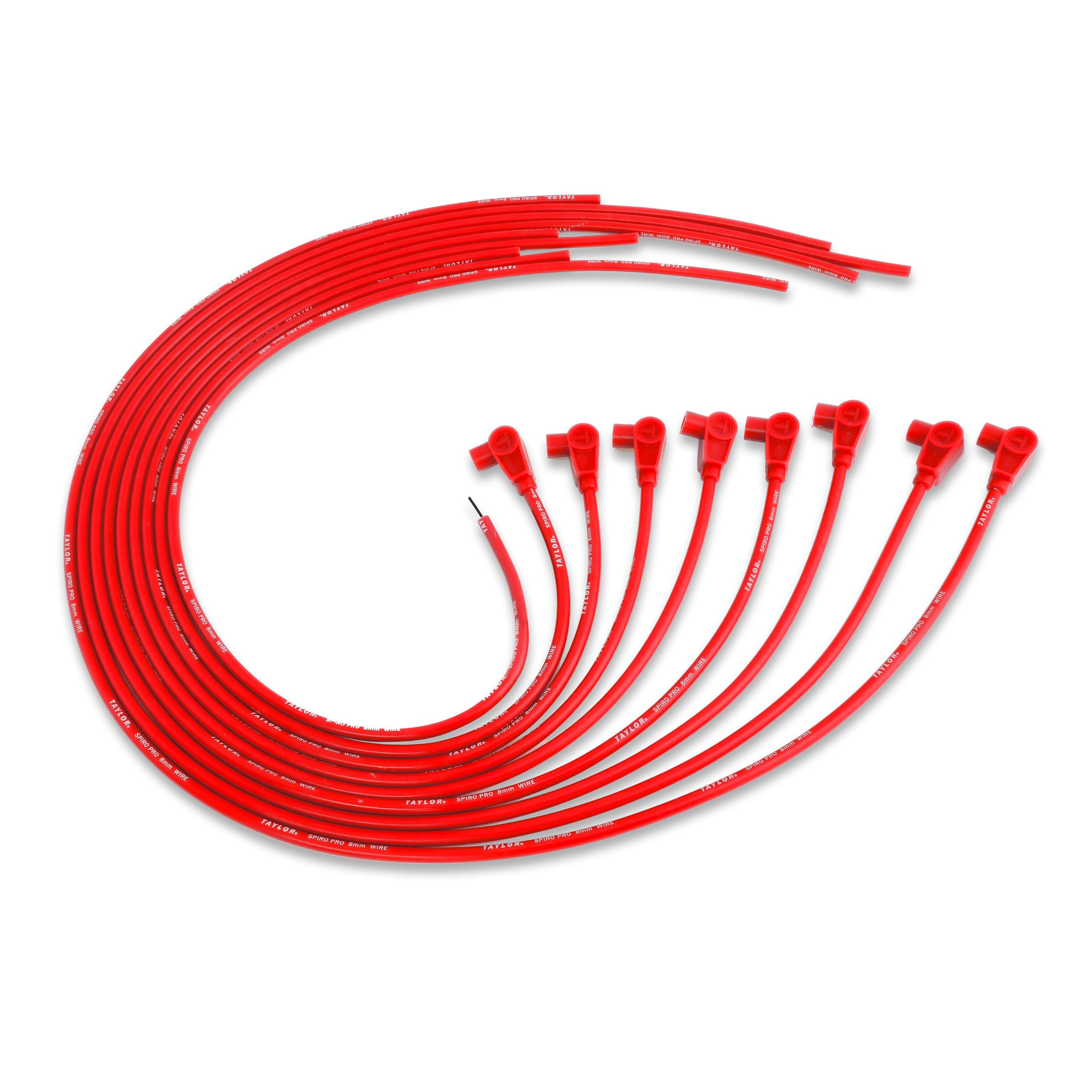 Taylor Cable 73251 - 8mm Spiro Pro Universal 8 Cyl 90 Degree Red Wire Set