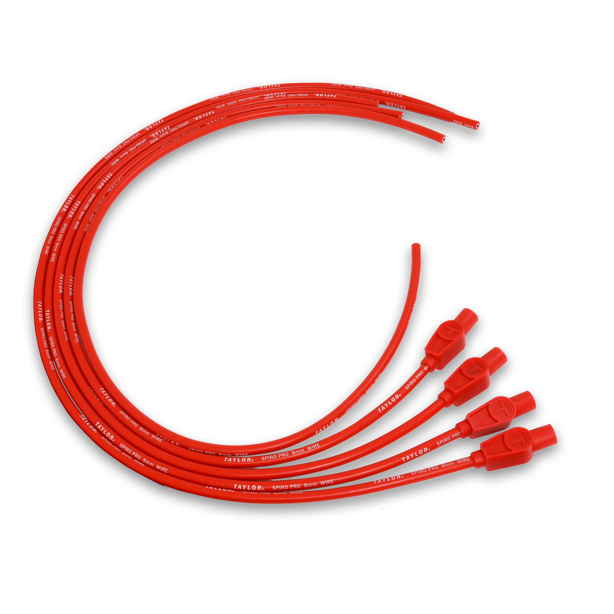 Taylor Cable 73235 - 8mm Spiro Pro Universal 4 Cyl 180 Degree Red Wire Set