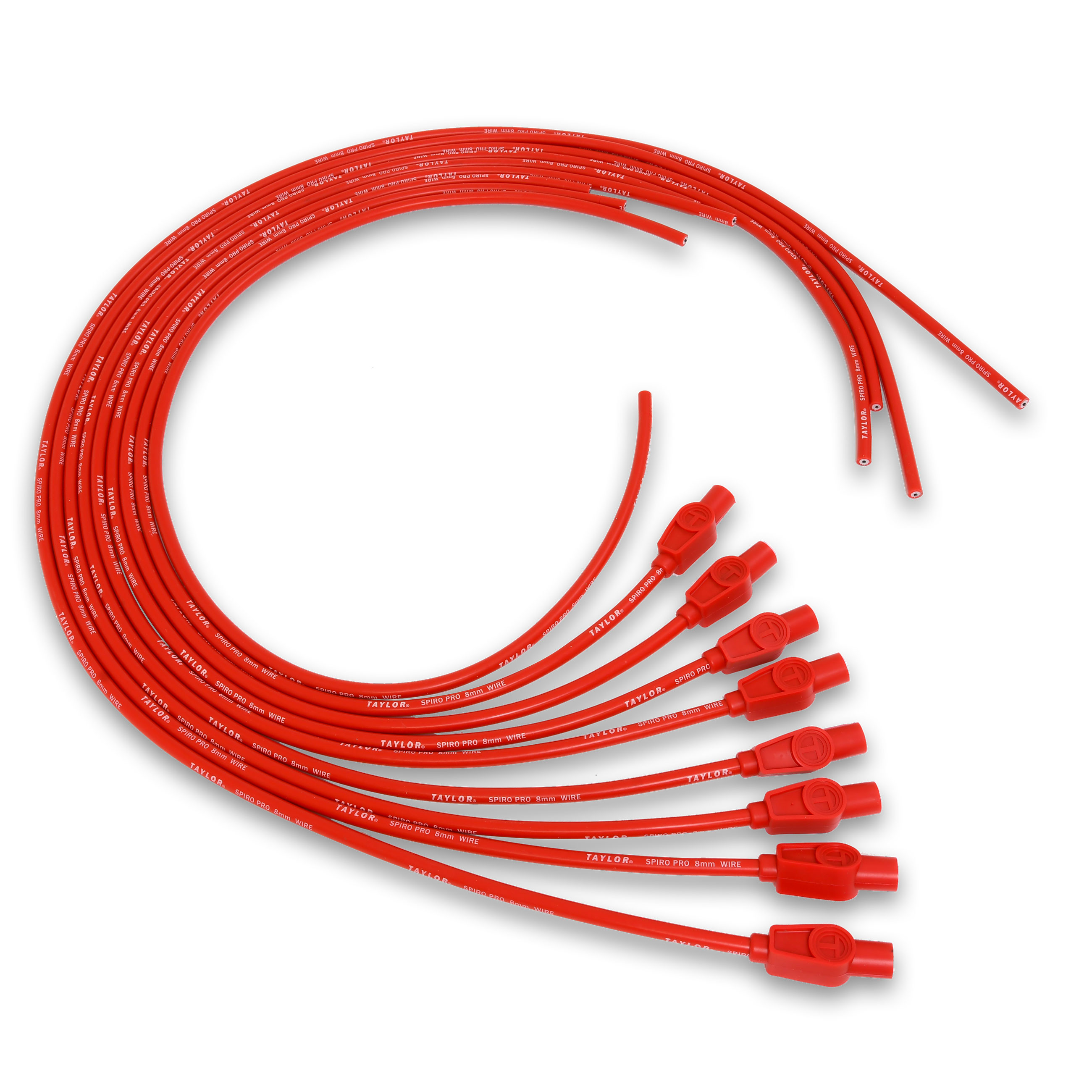 Taylor Cable 73255 - 8mm Spiro Pro Universal 8 Cyl 180 Degree Red Wire Set