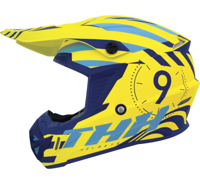 THH Helmets 647982 - T730X Twister Yellow/Blue Youth - Medium