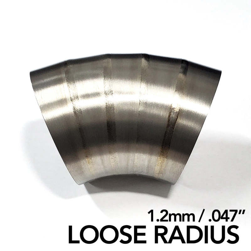 Ticon 141-07620-1304 - Industries 3in Dia 1.6D Loose Radius 45Deg Bend 1.2mm/.047in Pre Welded Titanium Pie Cut - 5pk Ticon 141-07620-1304 - Industries 3in Dia 1.6D Loose Radius 45Deg Bend 1.2mm/.047in Pre Welded Titanium Pie Cut - 5pk