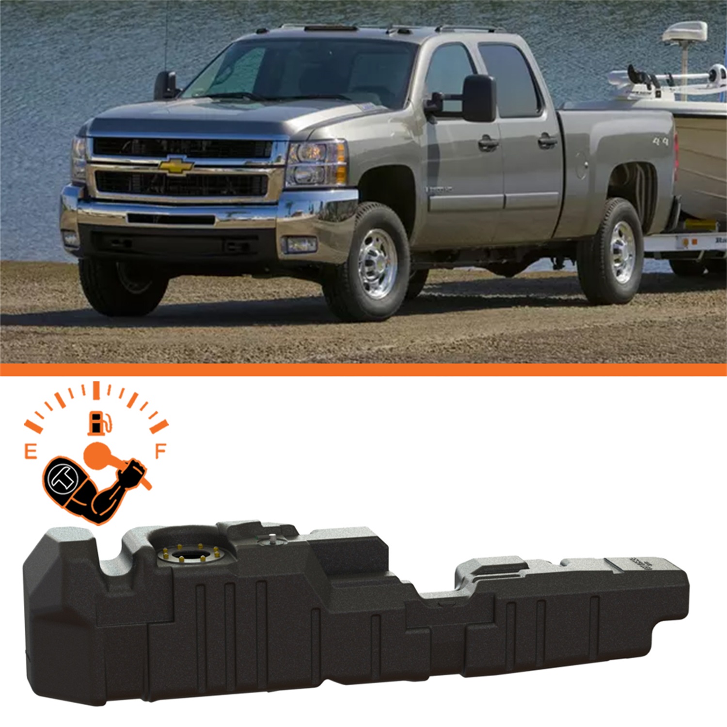 Titan Fuel Tanks 7010211 - 11-16 GM 2500/3500 Duramax Crew Cab Short Bed 57 Gallon XXL Mid-Ship Fuel Tank