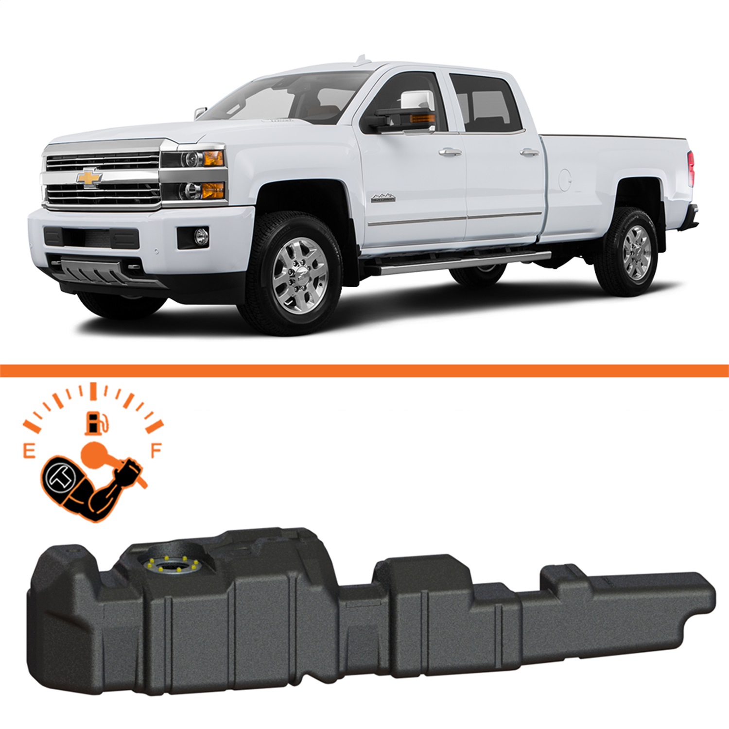 Titan Fuel Tanks 7010511 - 11-16 GM 2500/3500 Duramax Crew/Ext. Cab Long Bed 60 Gallon XXL Mid-Ship Fuel Tank Titan Fuel Tanks 7010511 - 11-16 GM 2500/3500 Duramax Crew/Ext. Cab Long Bed 60 Gallon XXL Mid-Ship Fuel Tank