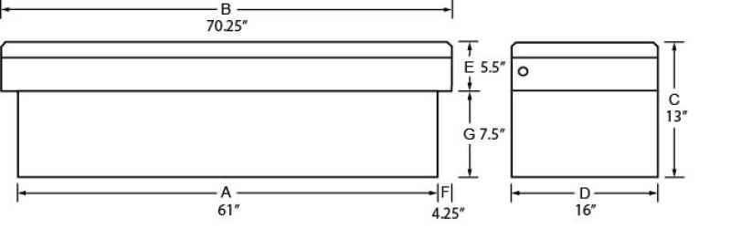 Tradesman 111001T - Aluminum Economy Cross Bed Truck Tool Box (70in./Front Opening) - Brite