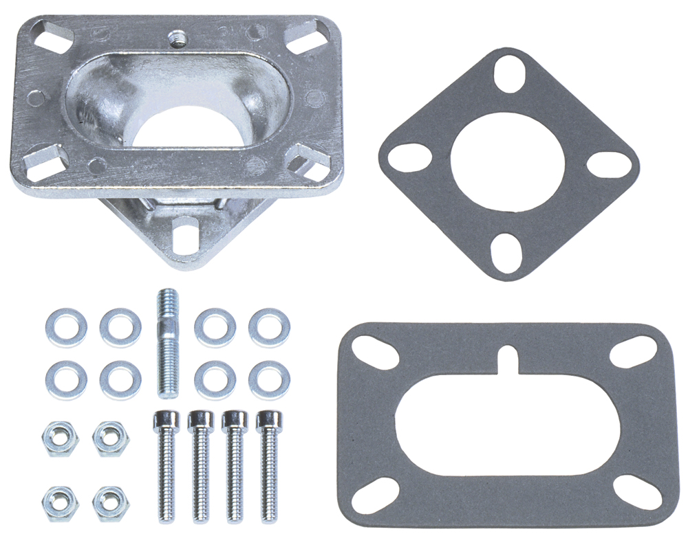 Trans-Dapt Performance 2025 - 1-5/8 IN. TALL, 2BBL CARB TO 1BBL MANIFOLD CARBURETOR ADAPTER -CAST ALUMINUM