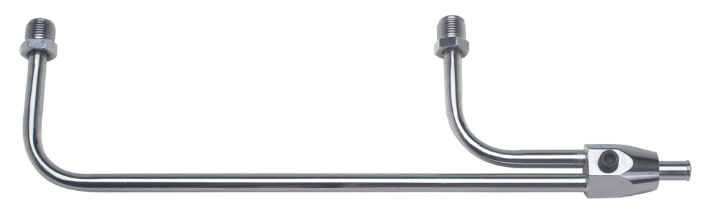 Trans-Dapt Performance 2198 - STEEL FUEL LINES; HOLLEY 3310; 3/8 IN. DIAMETER; 8-21/32 IN. CENTERS; 1/8 IN. NPT THREADED PORT- CHROME