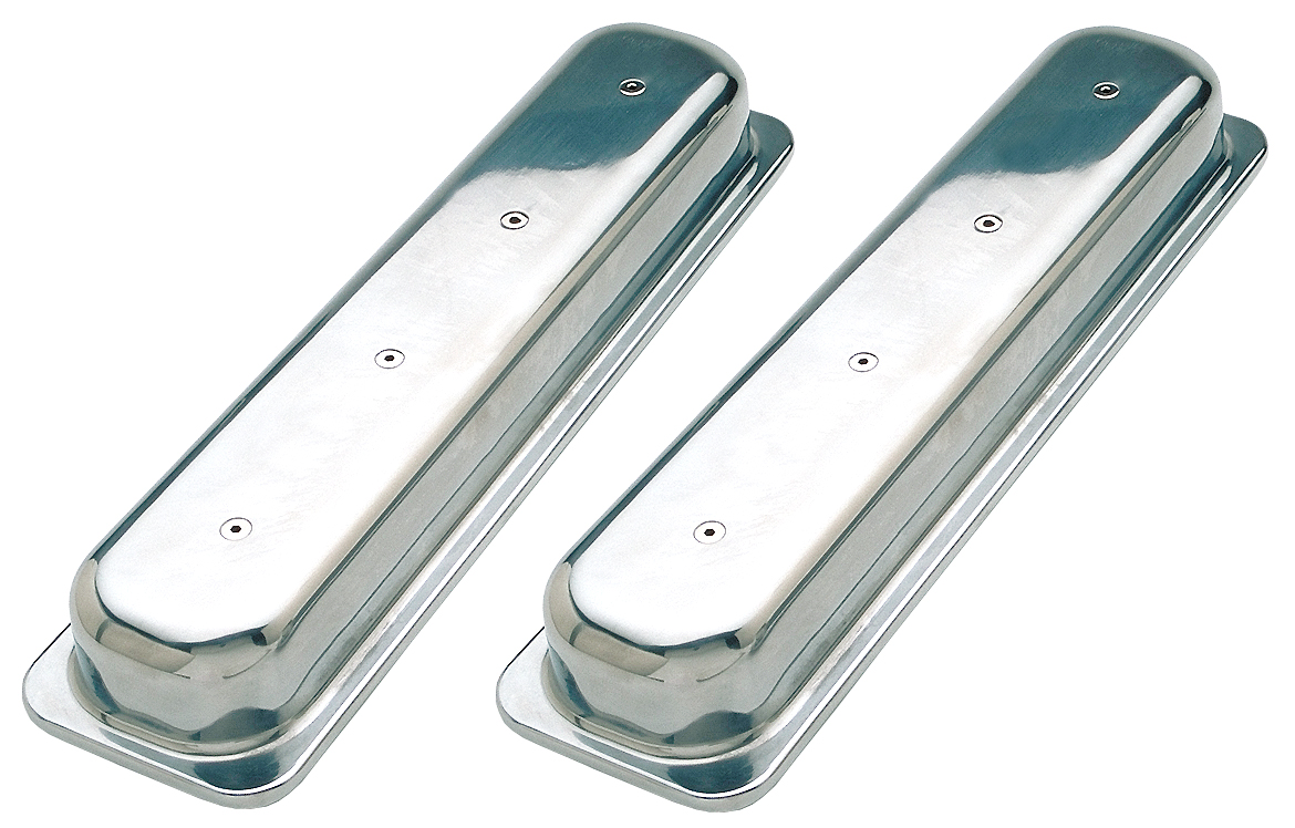 Trans-Dapt Performance 6036 - POLISHED ALUMINUM VALVE COVERS; SHORT- 1987 & UP - SB CHEVROLET 305-350- PLAIN (NO HOLES)