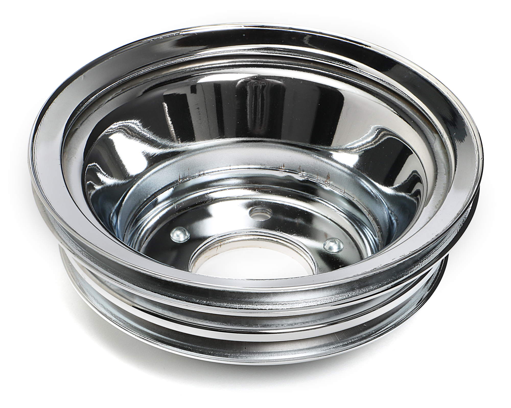 Trans-Dapt Performance 9724 - CRANKSHAFT PULLEY; 3 GROOVE; CHEVROLET 396-454; LONG WATER PUMP- CHROME