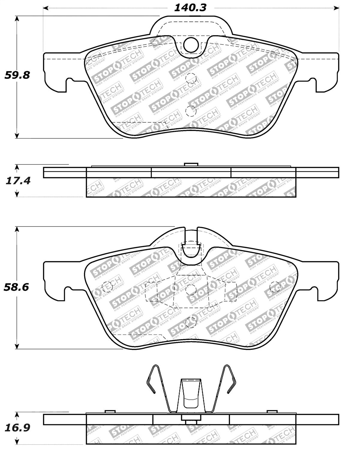 StopTech 305.09390 - Street Select Brake Pads with Hardware