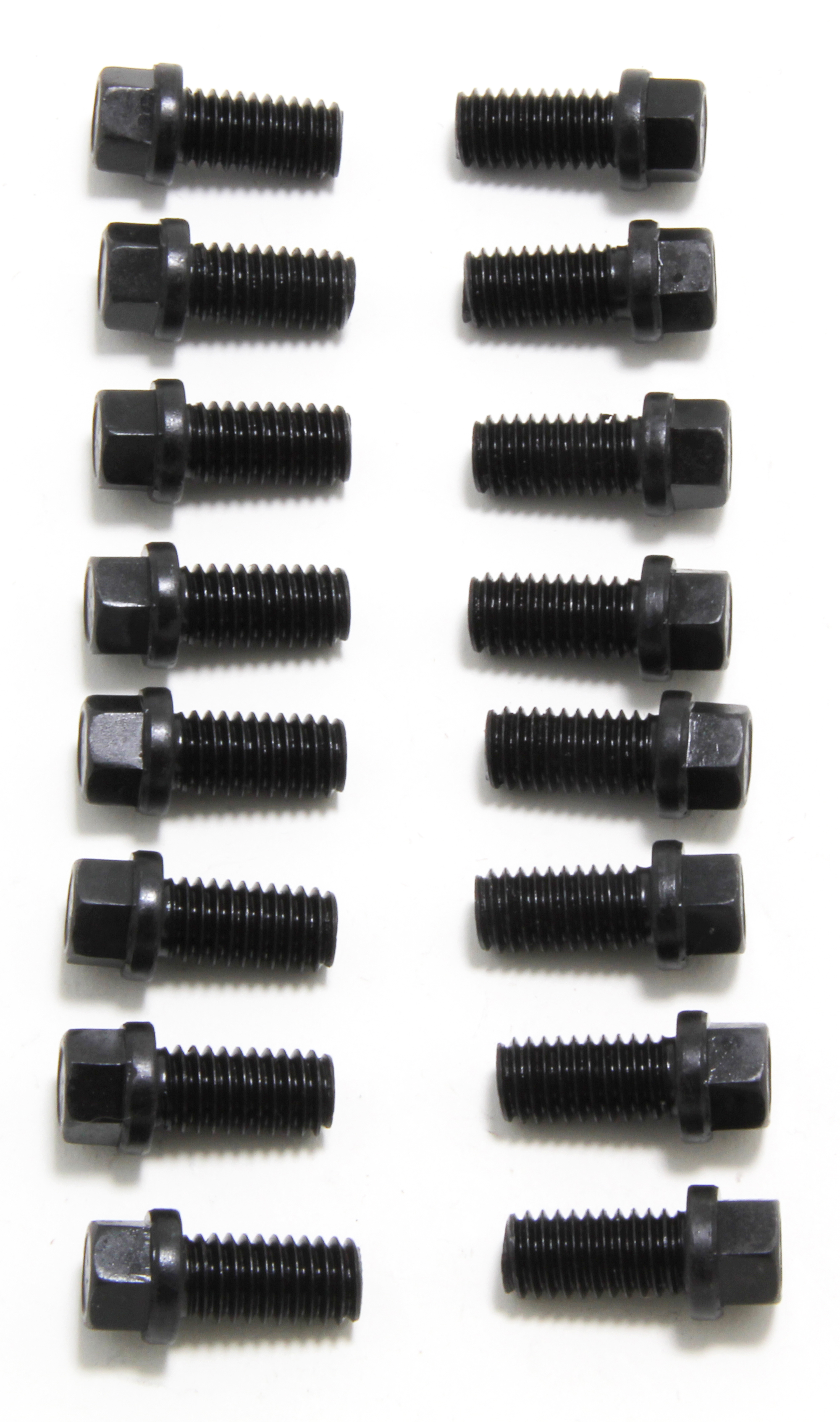 Trans-Dapt Performance 9943 - HEADER BOLTS; 3/8"-16 X 3/4"; 3/8 IN. HEX WASHER HEAD; FOR THICK FLANGES (16 BOLTS); BLACK OXIDE FINISH- BB CHEVY, FORD V8