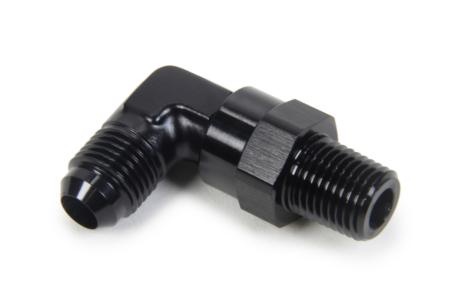 Triple X HF-93062BLK - AN to NPT Swivel 90 Deg #6 x 1/4 Triple X HF-93062BLK - AN to NPT Swivel 90 Deg #6 x 1/4