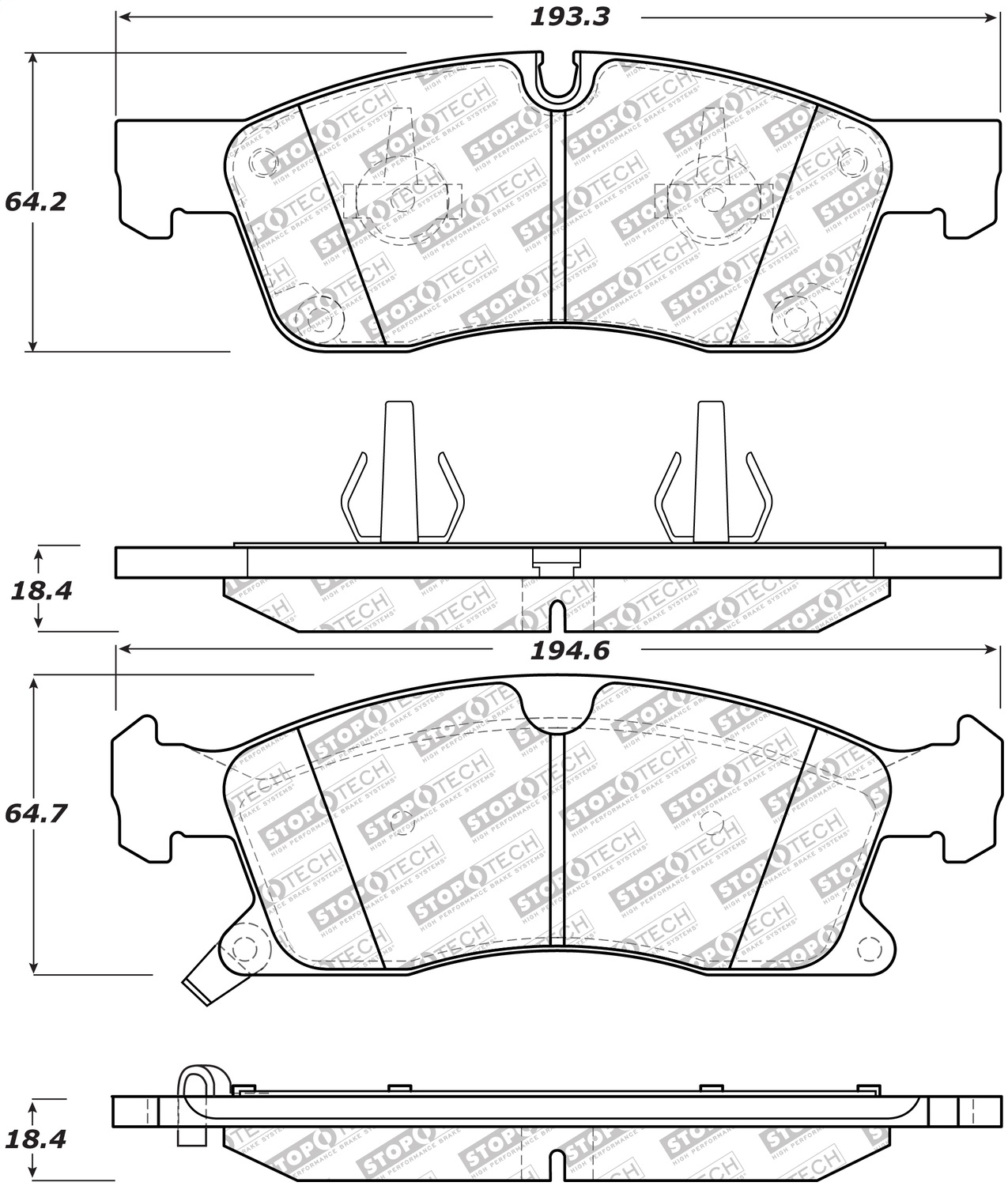StopTech 305.14550 - 11-20 Jeep Grand Cherokee Street Select Front Brake Pads
